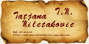 Tatjana Miletaković vizit kartica
